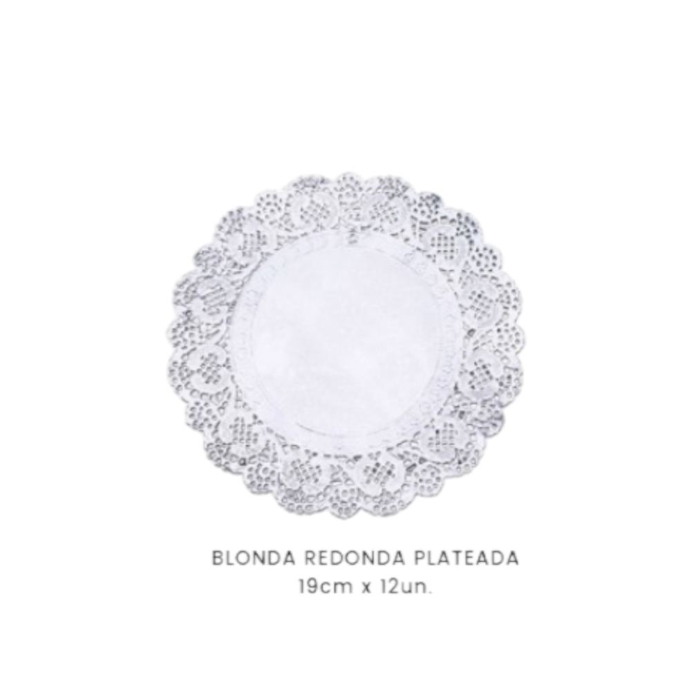 Blonda Papel Calada Plateada 19Cm X12 Unidades