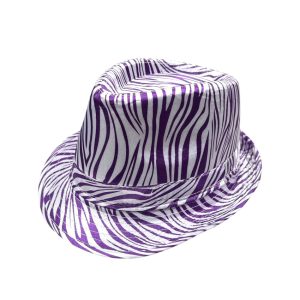 Sombrero BAHIANO Guapo Tanguero Animal Print Blanco y Violeta x1u