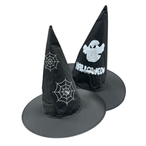 Gorro Bruja Negro Estampado Tela Araña / Halloween Fantasma x1u