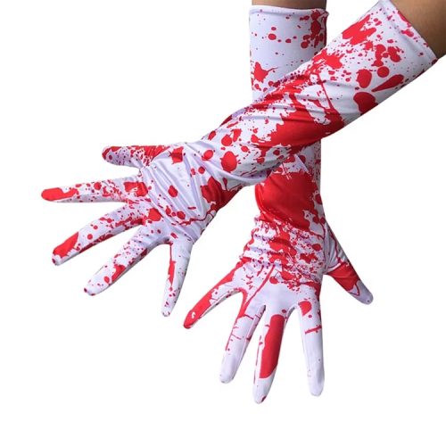 Guante Largo Color Blanco Con Sangre EL PAR