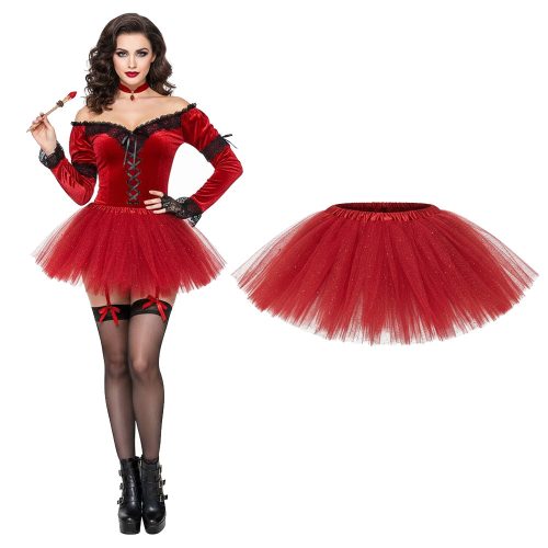 Pollera Tutú con Tul Color ROJO ADULTOS