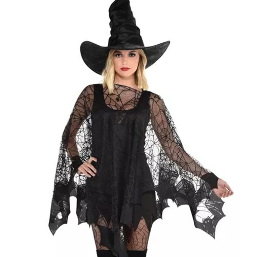 Poncho de Bruja con Telaraña Talle Unico