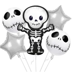 Set 5 Globos Metalizado Halloween Esqueletos