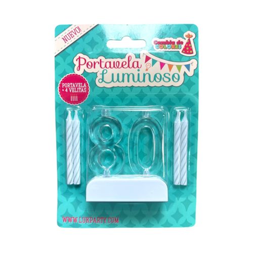 Vela Adorno de Torta Decada 80 Luminoso