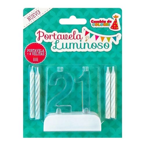 Vela Adorno de Torta Numero 21 Luminoso