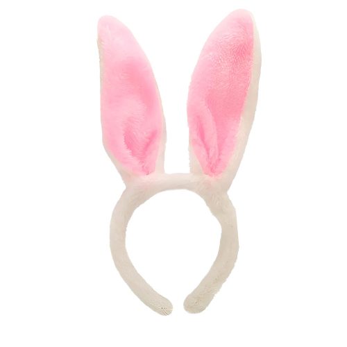 Vincha Conejita Peluche Blanca y Rosa