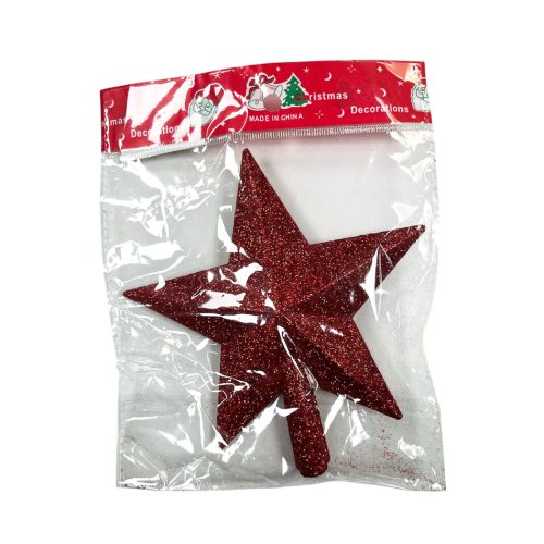 Adorno Navideño Puntal Estrella Chica con Gibre Rojo 15 cm x1