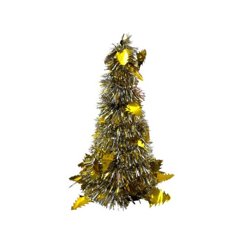 Arbolito de Navidad Metalizado Plateado con Detalles Dorados 25cm x1