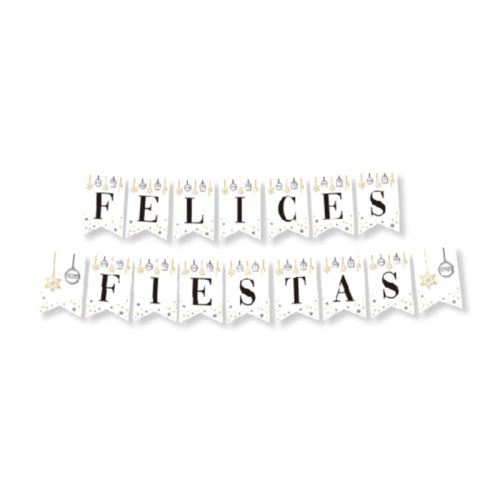 Banderin Felices Fiestas Blanco x 3mts