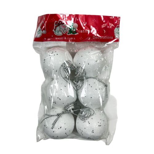 Bolas Navideñas Blanca Gibre 4 cm x6 Unidades