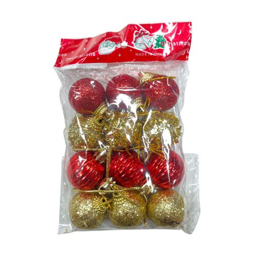 Borlas Navideñas 3cm Rojas y Doradas Modelos Surtidos x12u