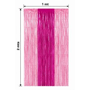 Cortina Lluvia Metalizada Bicolor Rosa y Fucsia 2 x 1 Mts