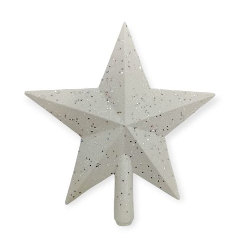 Adorno Navideño Puntal Estrella Blanca con Gibre Plateado 15 x 14 cm