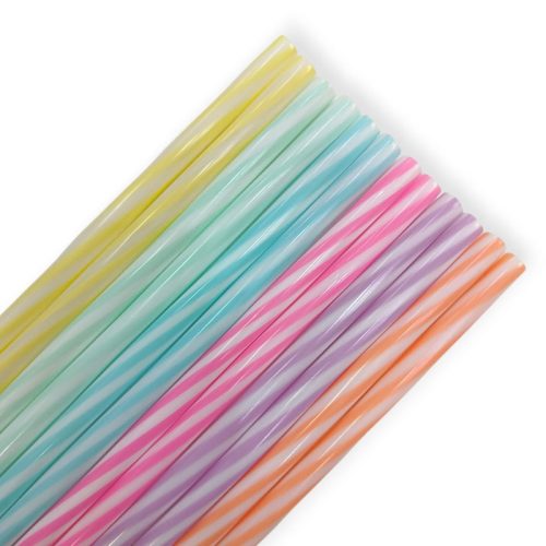 Sorbete a Rayas Multicolor Pastel Plástico x12 Unidades