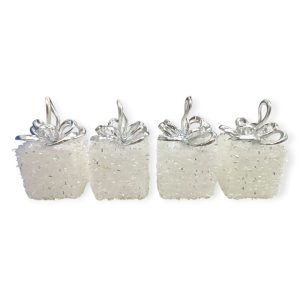 Adorno Navideño Regalos Pelito 9,5 cm 4 Pcs Blanco