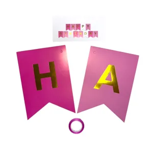 Banderin Happy Birthday Mix Colores Rosa
