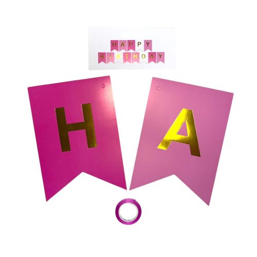Banderin Happy Birthday Mix Colores Rosa