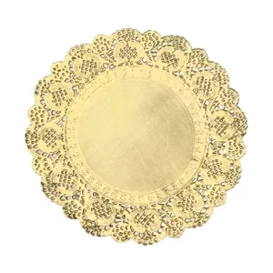 Blonda Papel Calada Dorada 16 Cm X12 Unidades