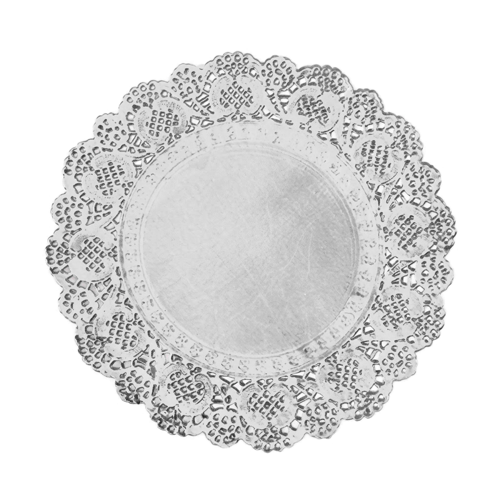 Blonda Papel Calada Plateada 24Cm X12 Unidades