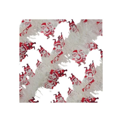 Boa Navideña Blanca Con Papa Noel 200 cm x 5 cm