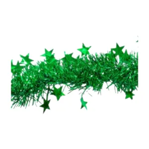 Boa Navideña Metalizada Verde Con Estrellas 200 cm x 5 cm