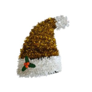 GORRO SANTA DORADO TINSEL 13x11cm Navideño x1 Unidad