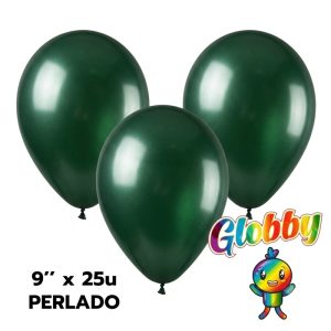 Globo Globby Liso Metalizado Perlado 9 Pulgadas Verde Perlado x25u