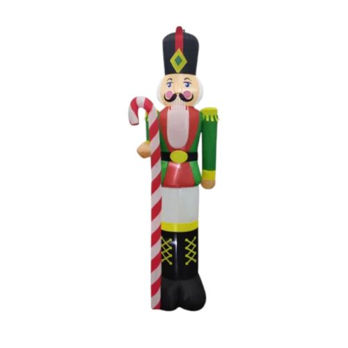 Inflable Cascanueces Verde con Bastón de Caramelo 1,8 ALTURA 3 Leds Navideño