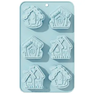 Molde de Silicona Navideño Casitas x6u 6cm c/u