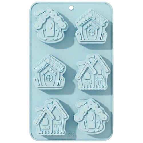 Molde de Silicona Navideño Casitas x6u 6cm c/u