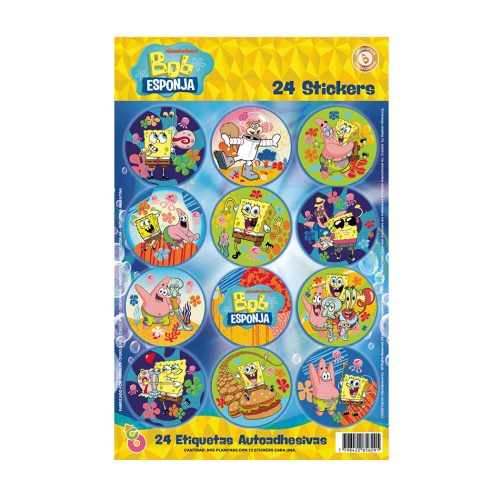 Stickers Autoadhesivos Bob Esponja x24 Unidades Licencia Oficial