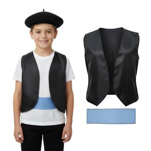 Chaleco Negro y Faja Celeste Talle 1 Echyzos
