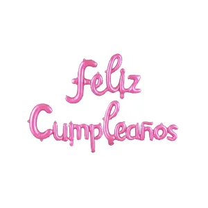 Globo Inflable FELIZ CUMPLEAÑOS CURSIVA Color Rosa Para Aire