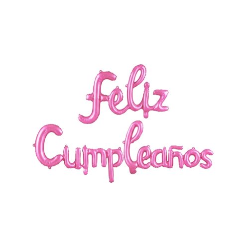 Globo Inflable FELIZ CUMPLEAÑOS CURSIVA Color Rosa Para Aire