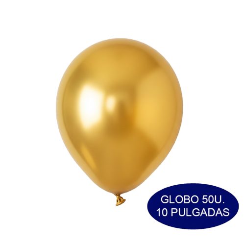 Globos Color Dorado Chrome 10 Pulgadas 50 Unidades