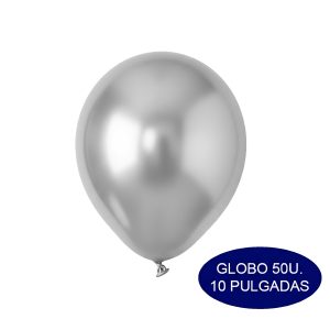 Globos Color Plata Chrome 10 Pulgadas 50 Unidades