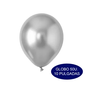 Globos Color Plata Chrome 10 Pulgadas 50 Unidades
