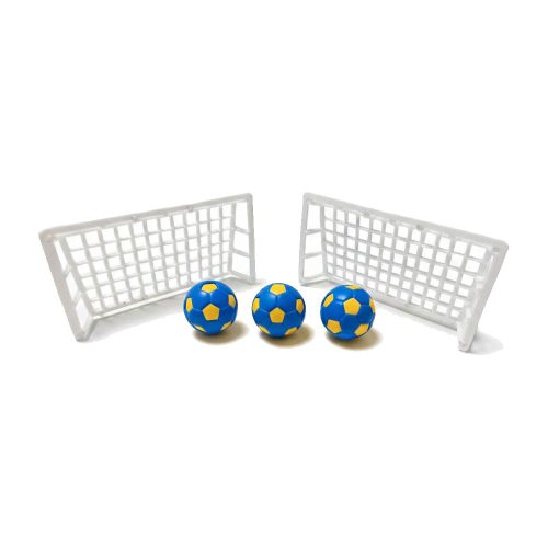 Pelotitas de Futbol Plásticas Azul y Amarillo x3U con Arcos