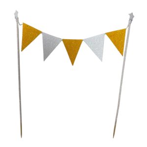 Banderin para Torta Gibreado Blanco y Amarillo
