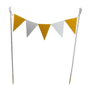 Banderin para Torta Gibreado Blanco y Amarillo