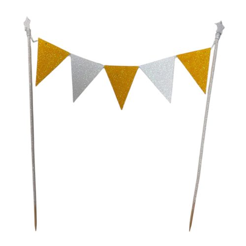 Banderin para Torta Gibreado Blanco y Amarillo