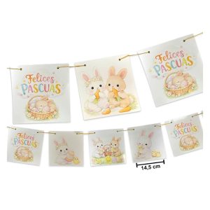 Banderin Felices Pascuas Conejitos 1.20 mts