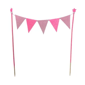 Banderin para Torta Gibreado Rosa y Rosa Chicle