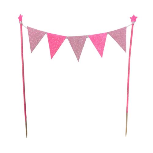 Banderin para Torta Gibreado Rosa y Rosa Chicle