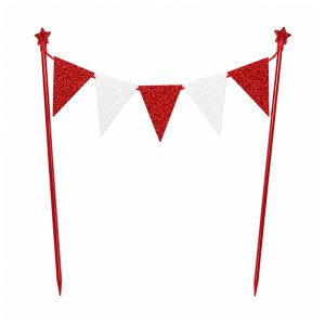 Banderin para Torta Gibreado Blanco y Rojo