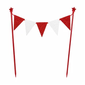 Banderin para Torta Gibreado Blanco y Rojo