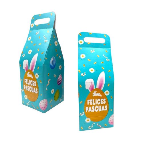 Caja Estuche para Huevos de Pascua con Manija Turquesa x1 Unidad