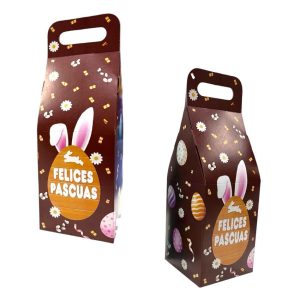 Caja Estuche para Huevos de Pascua con Manija Marron x1 Unidad