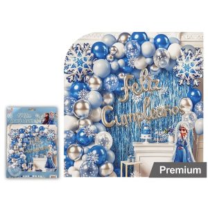 Kit Globos Personajes Premium Feliz Cumple Frozen 70 Piezas