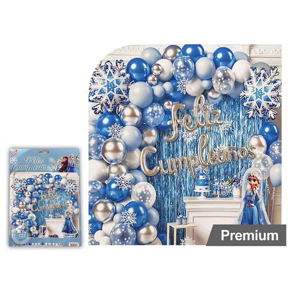 Kit Globos Personajes Premium Feliz Cumple Frozen 70 Piezas